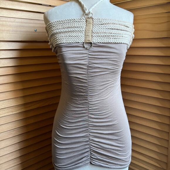 Sass & Bide Short Bodycon Mini Dress/ or Top Taupe Size 2 NWOT - Picture 1 of 6